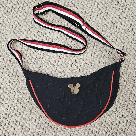 Bioworld Black Crossbody Bag with Mickey Mouse Accent - Picture 1 of 6